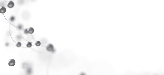 Abstract image of silver beads connected by thin lines, floating against a white backdrop.