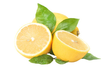 Lemon with leaves isolated