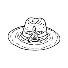 Set of 6 pcs Different type of     'straw hat and starfish'      clear vision Simple line art on white background (3).eps