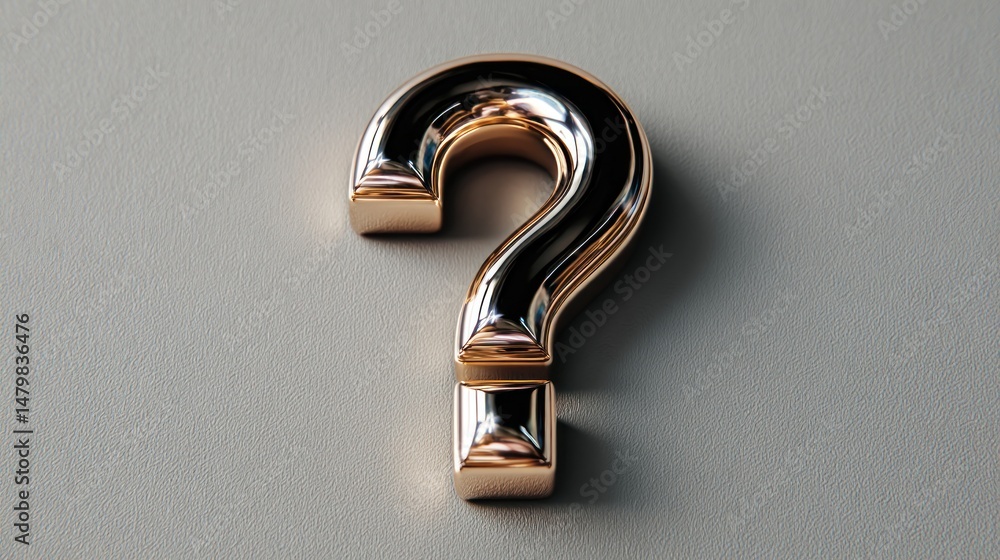 Poster golden question mark enigma: a 3d render of intrigue