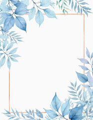 Obraz premium Watercolor painting of blue leaves on a white background, suitable for use in designs and art projects