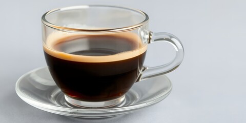 Aromatic Espresso in a Clear Glass Cup on a Saucer Perfect for Cafe Menus or Coffee Blogs