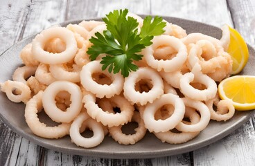 Squid rings calamari with lightly battered and fried to perfection. Crispy on the outside and tender on the inside, a delicious seafood appetizer or main dish.