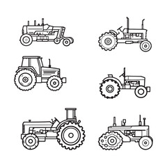 Tractor illustration in minimalist line art style
