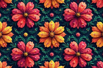 Intricate floral pattern, repeating seamlessly , lines, flower