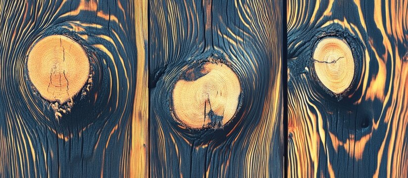 Textured wood planks with unique knot patterns