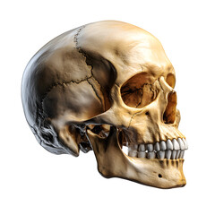 Human skull (side view), isolated on transparent background