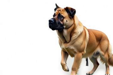 Obraz premium Majestic mastiff, powerful stance, white background, studio photography, majestic, powerful