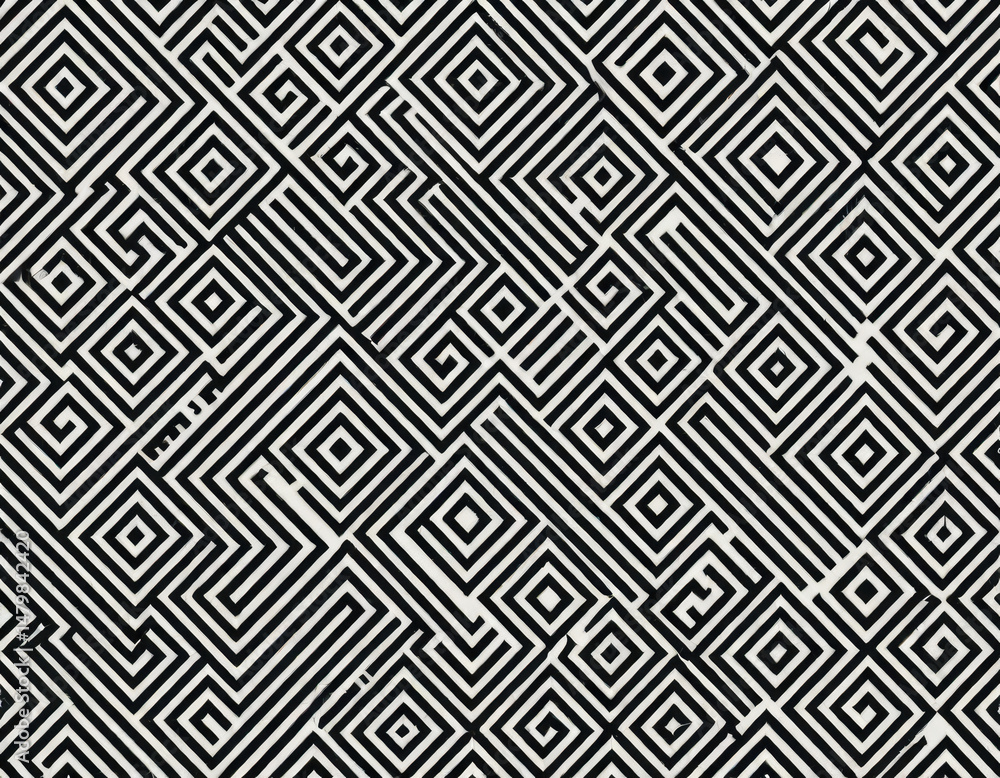 Poster a unique black and white geometric design, suitable for use in abstract art, design projects or as a