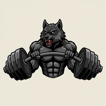Powerful Wolf: Cartoon Fitness Art