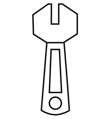 Cute cartoon hand drawn vector wrench outline.