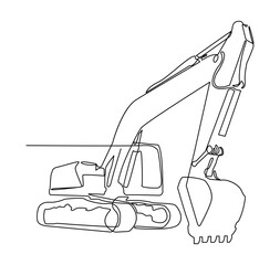 One line drawing of an excavator machine. for building projects, industrial content, construction-themed graphics, engineering visuals, or educational materials related to heavy machinery.