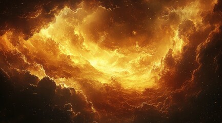 Glowing Golden Nebula Abstract Space Background