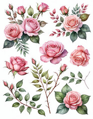 Naklejka premium Close-up shot of a bouquet of pink roses on a clean white background