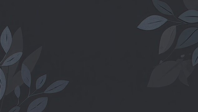 Dark backdrop with subtle gray leaf accents.  Delicate, minimalist floral design for a sophisticated aesthetic, featuring muted gray leaves in a soft, gentle arrangement