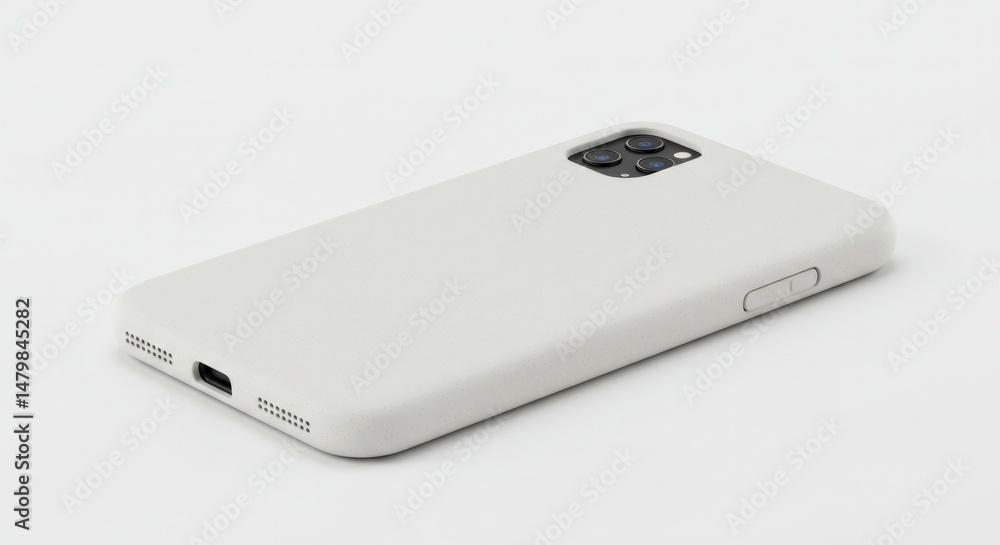 Poster modern smartphone in a minimalistic white case displaying clean design aesthetics