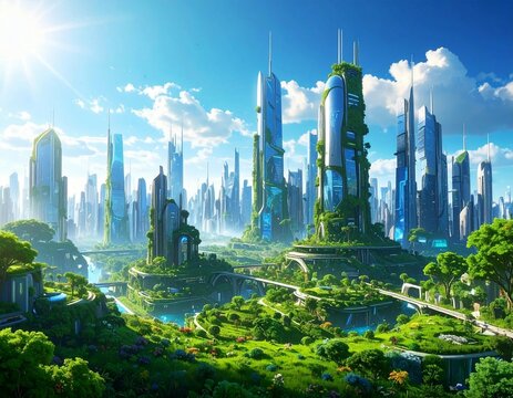 Solarpunk Sustainable Garden City 847