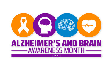 Alzheimer's and Brain Awareness Month Banner. June Campaign with Colorful Circles. Cognitive Health Illustration.