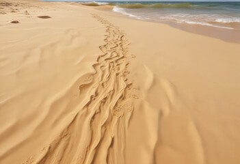 Golden sand slopes to a tranquil azure sea; small waves lap gently  , idyllic, tropical, foam