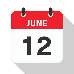 Fototapeta premium August 12 Daily Calendar. Red Theme on White Background