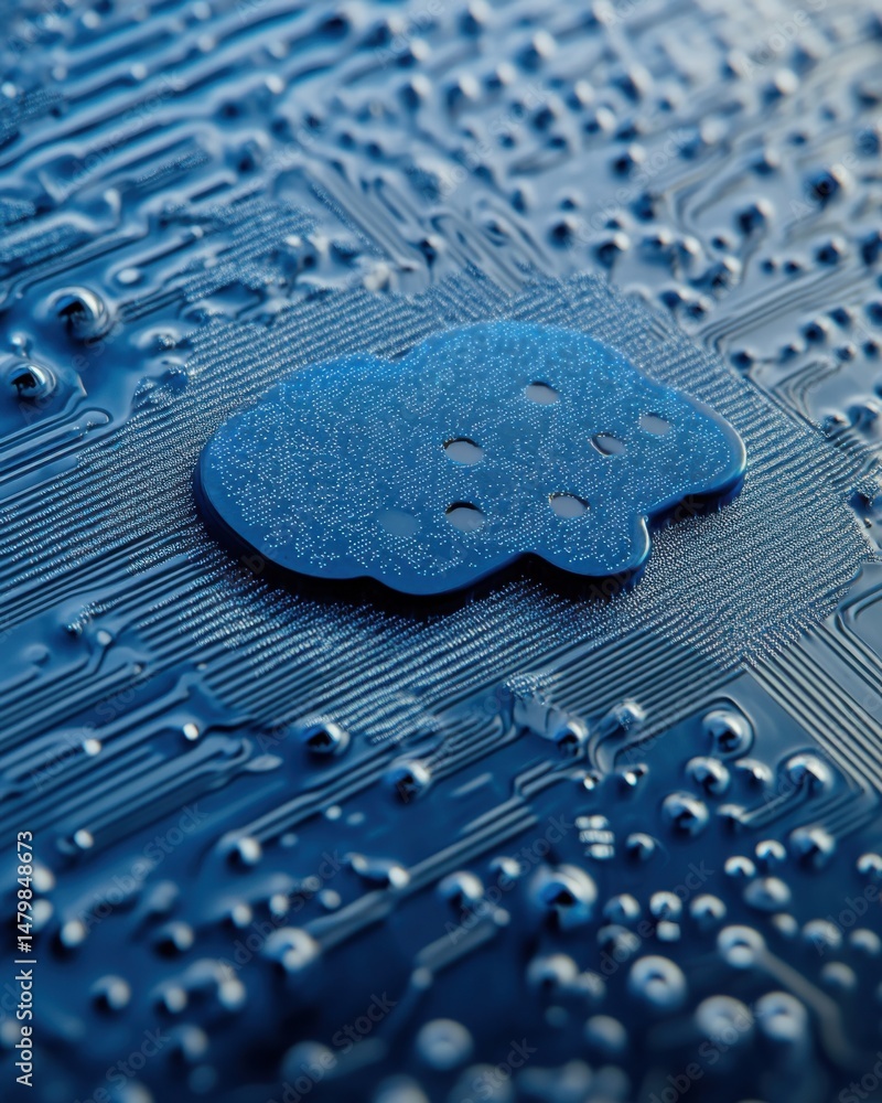 Aufkleber cloud computing concept on circuit board, close-up abstract view of technology integration and data 