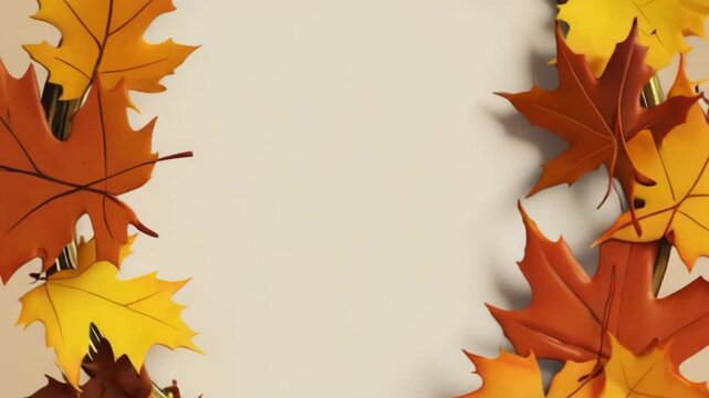 autumn leaves frame circle presentation copy space decoration background video motion