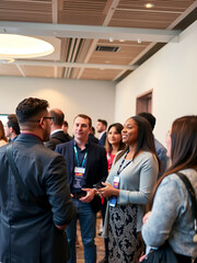 Diverse group of job seekers at a professional networking event