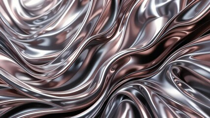 Abstract background with cascading liquid metal ribbons in slow motion flow - Powered by Adobe