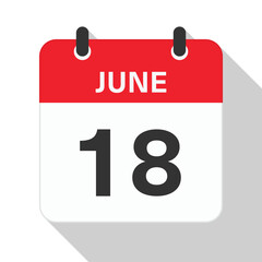 June 10 Daily Calendar. Red Theme on White Background