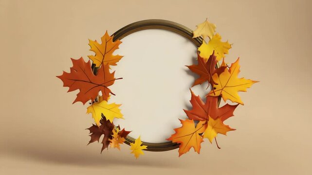 autumn leaves frame circle presentation copy space decoration background video motion