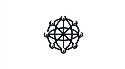 Global Network Connection Line Art Vector Icon