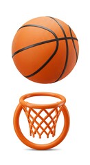 Orange Basketball & Hoop: 3D Render, Smooth Textures