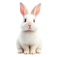 Obraz premium A close up portrait of a white rabbit with pink ears and nose against a black background in studio light