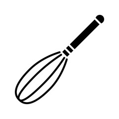 Whisk tool for cooking or baking icon isolated on white background for culinary design.