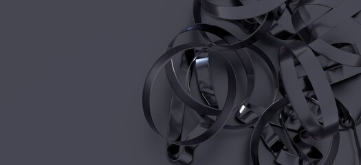 Dark grey metallic rings abstract background. Modern, stylish, and elegant.