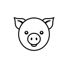 Pig head icon for farming and animal themes. Vector illustration.