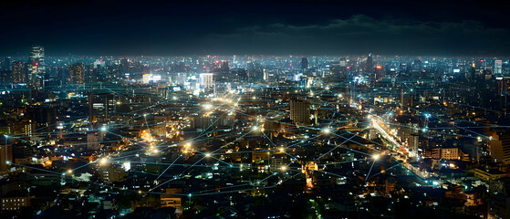 Fototapeta premium Night Cityscape With Blurry Lights