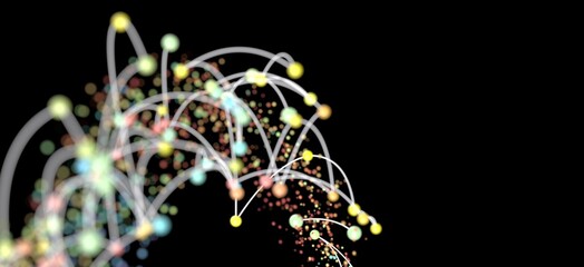 Naklejka premium Colorful abstract background of network connection with dots and lines. Perfect for technology, communication, and data concepts.