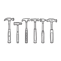 Vintage Style Hammer Line Drawing for Designers