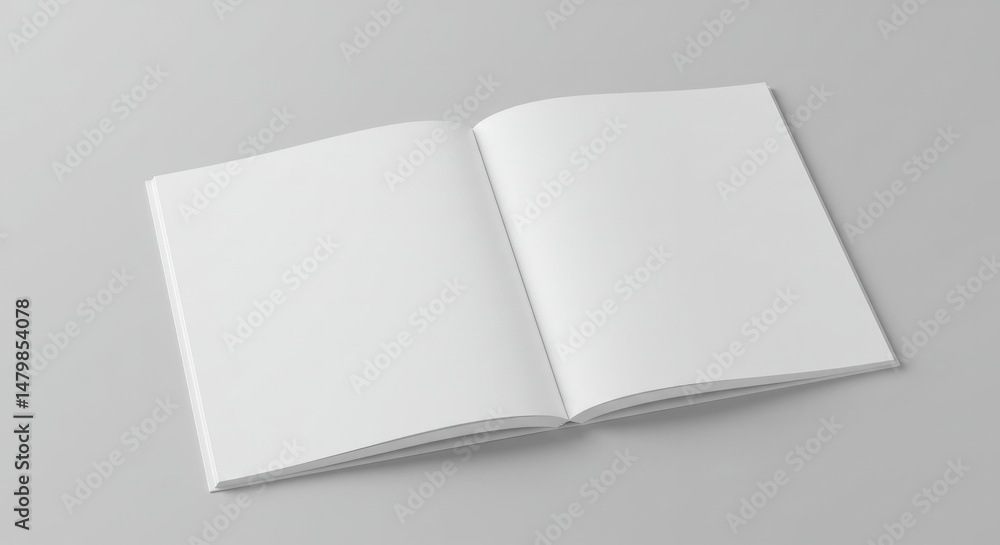 Poster simple white open book mockup on gray background for customizable content
