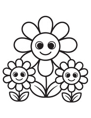 Happy Cartoon Sunflower Face – Cute Floral Coloring Sheet