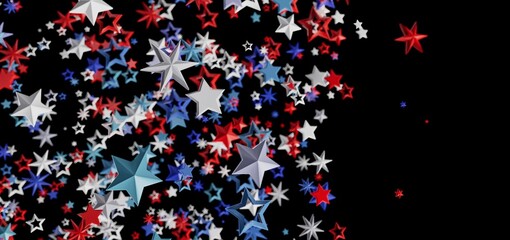 Festive background of red, white, and blue stars. Perfect for Independence Day or patriotic...