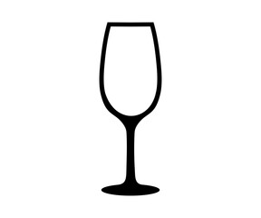 Wine empty glass for tasting icon. Alcohol and cocktail drink menu. Glass drink champagne illustration on transparent background. 
