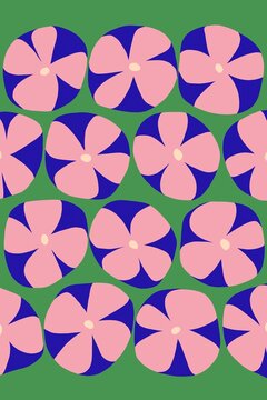 Abstract flowers on green background