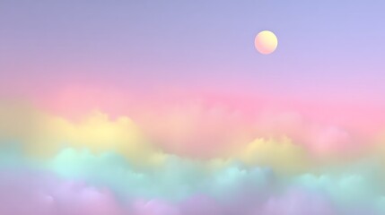 Obraz premium Pastel Dream Sunlit Rainbow Cloudscape.