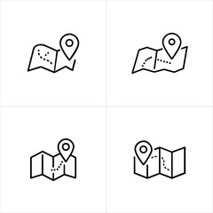 Map with Pin Marker Navigation icon set