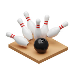 鮮やか3Dボウリング ボール激突 ピン散乱 躍動感