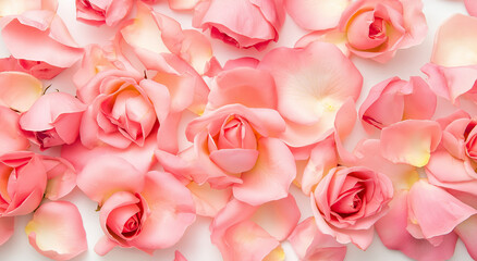 Banner decorativo para web. Close-up de rosas cor-de-rosa desabrochando