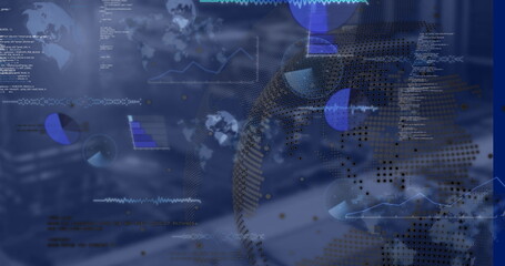 Image of data processing over blurred background