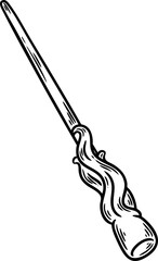 magic, stick, wand, staff magic hand drawn